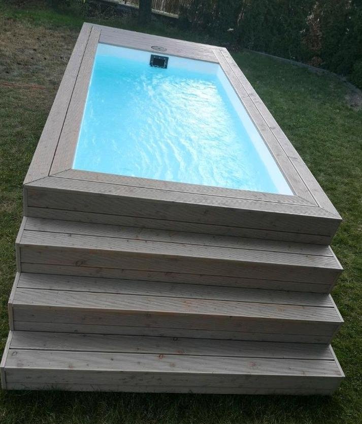 Piscina in contenitore con rivestimento in legno - immagine 2