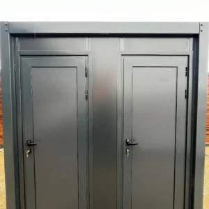 Container sanitario collegabile con WC, lavabo e doccia – Grigio