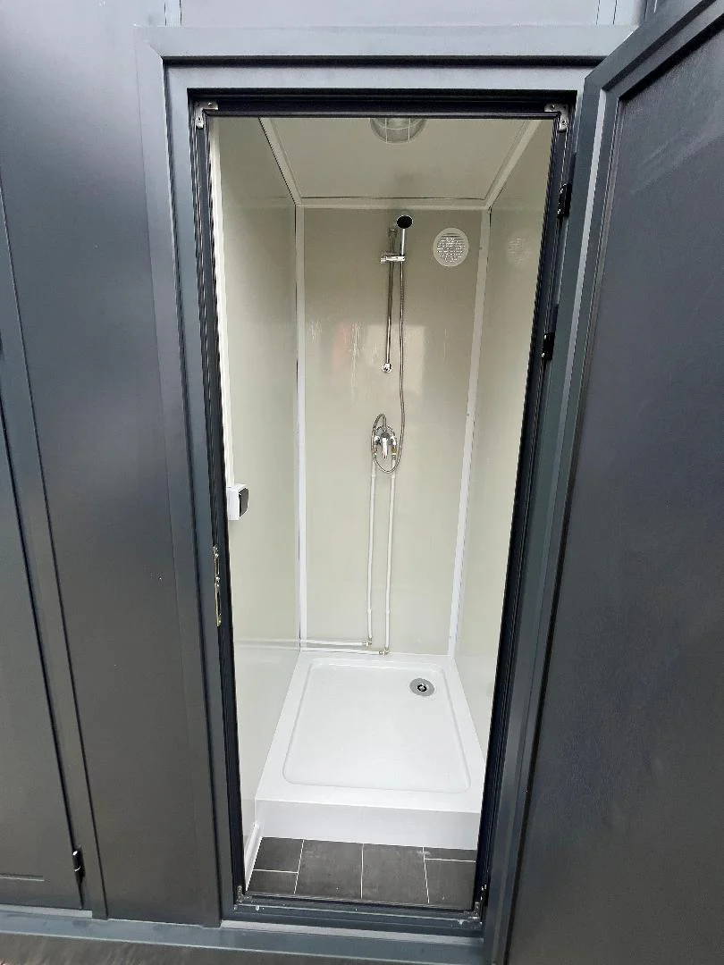 Container sanitario collegabile con WC, lavabo e doccia – Grigio - immagine 4