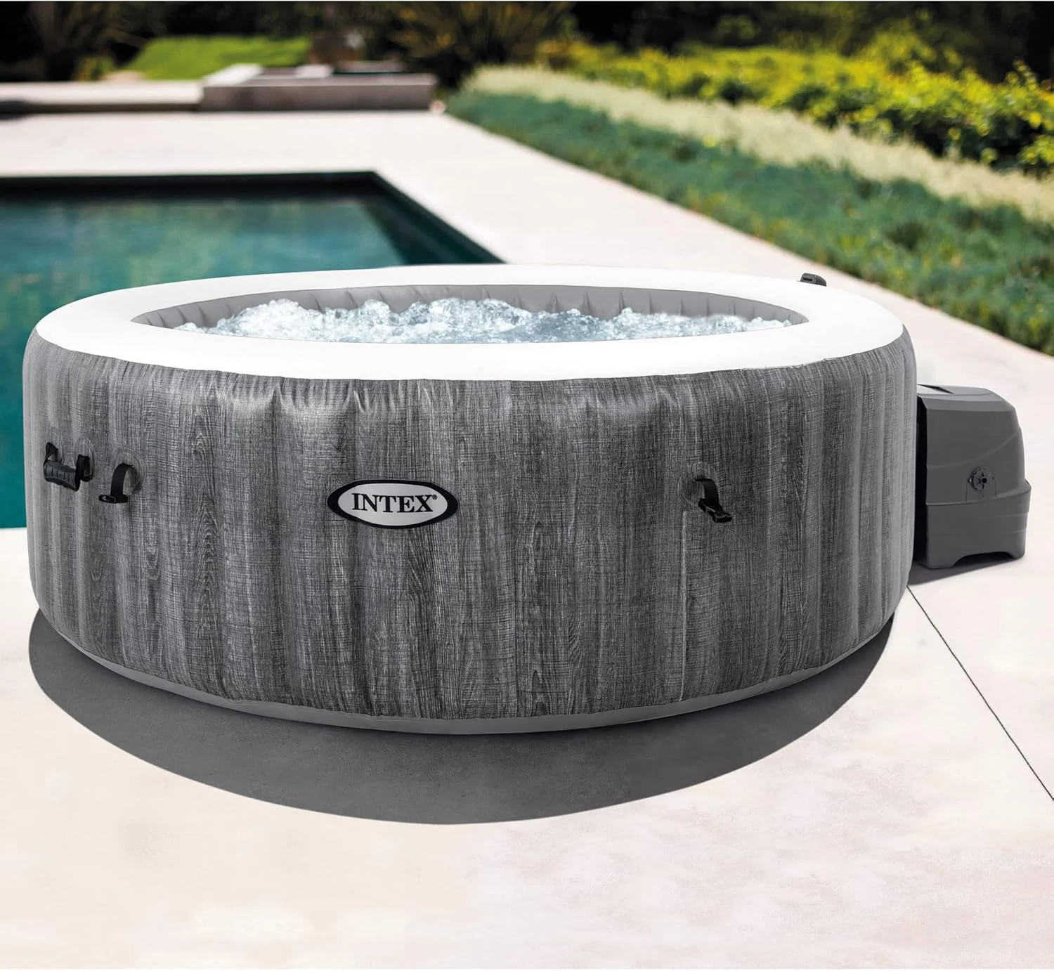 Intex PureSpa Deluxe effetto legno grigio – 63″ × 21″