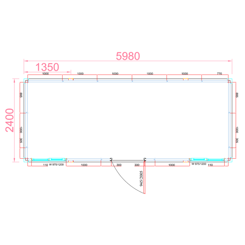 Ufficio da cantiere 14 m² (6 × 2,4 m) - immagine 3